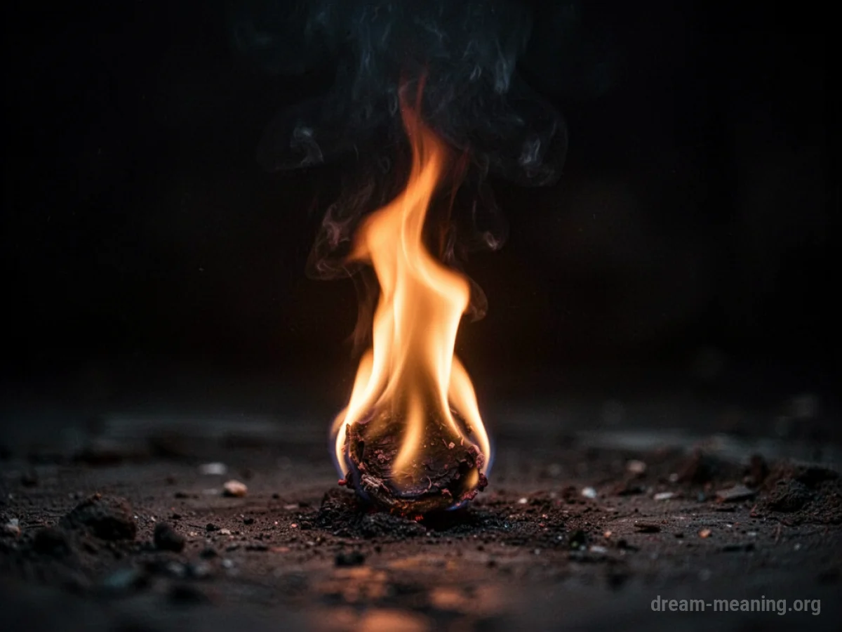 A single bright flame in darkness.
