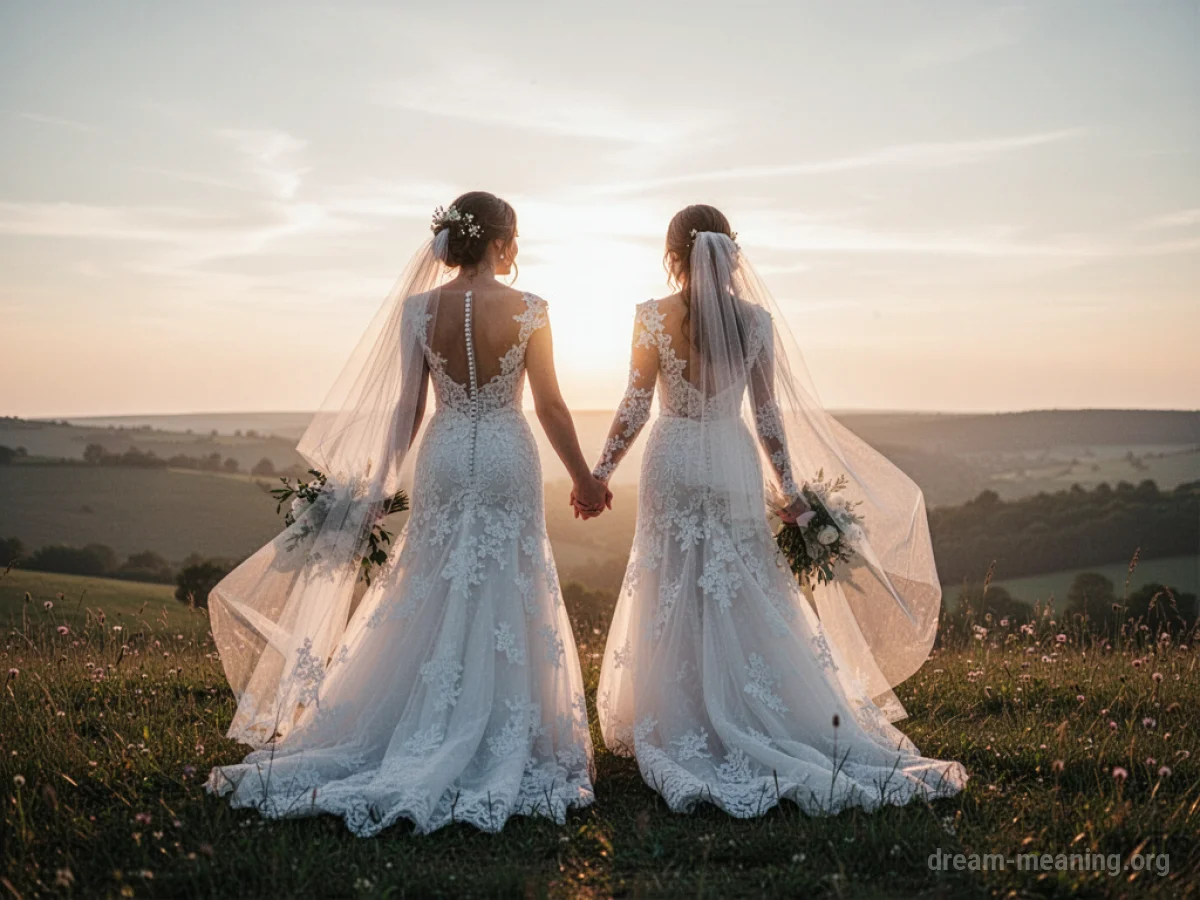A couple in wedding attire walking hand-in-hand towards a sunlit horizon.
