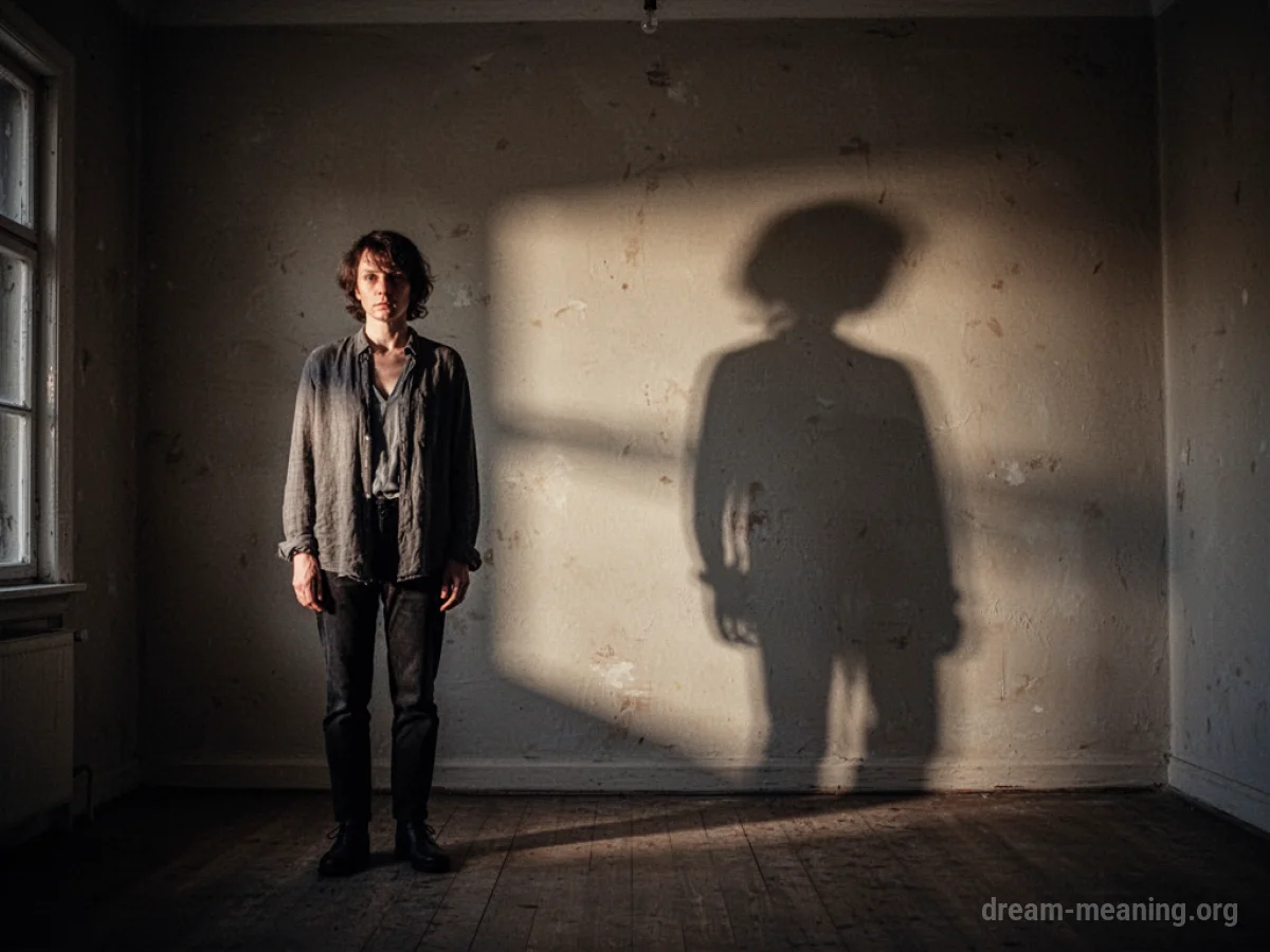 A person's silhouette standing in a shadowed room.