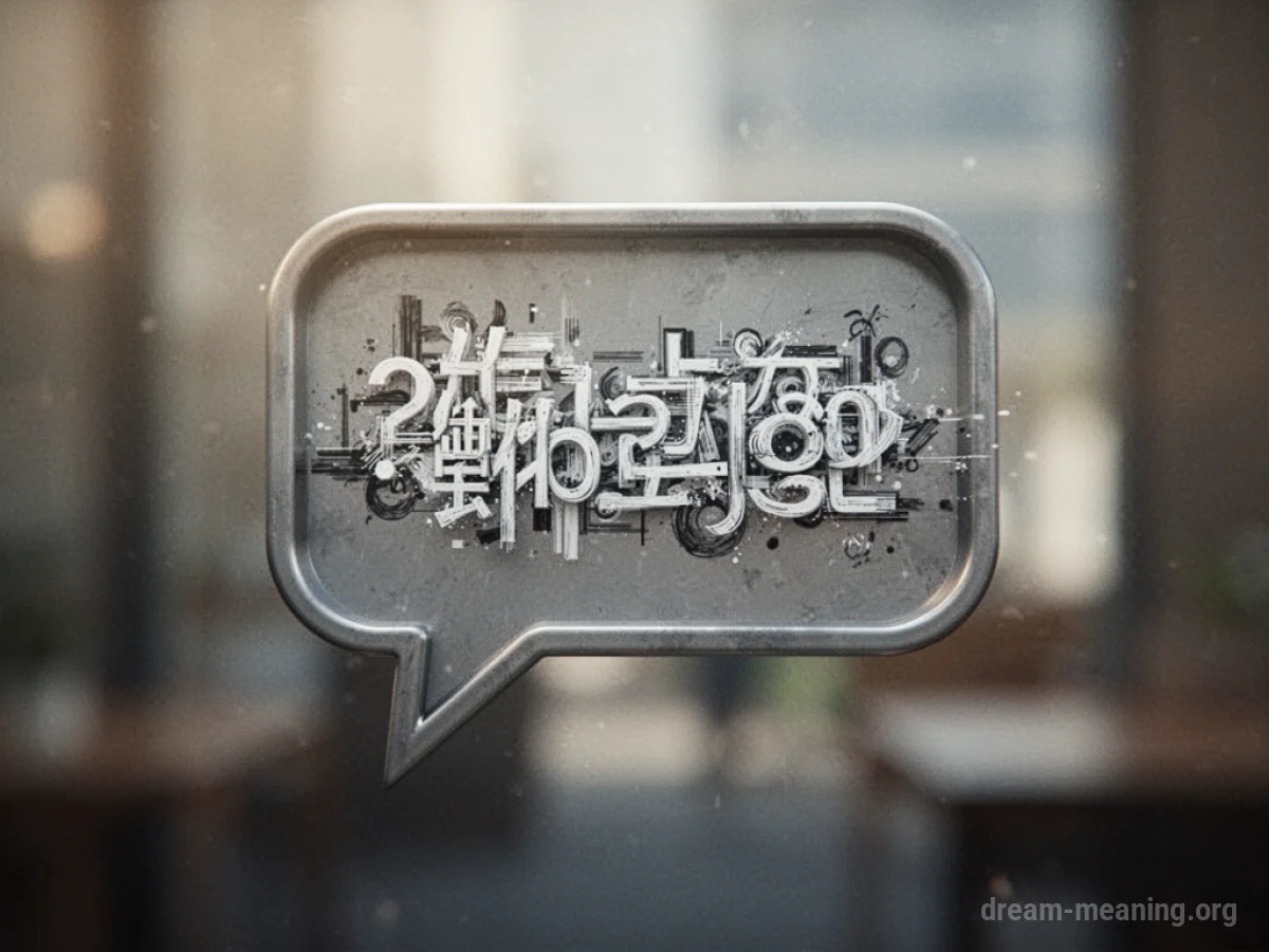 A speech bubble containing illegible, rapidly changing symbols.