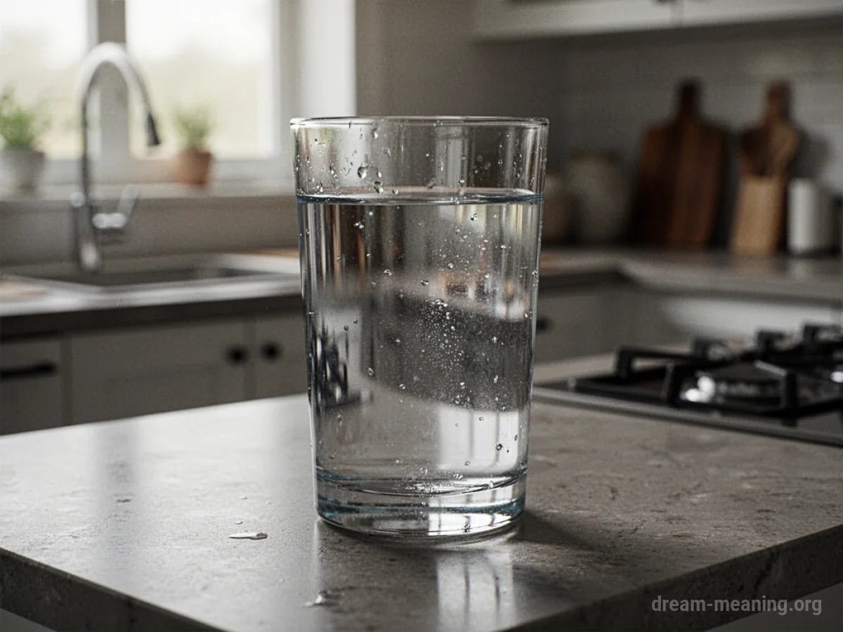 A glass of water with a slightly discolored tint.