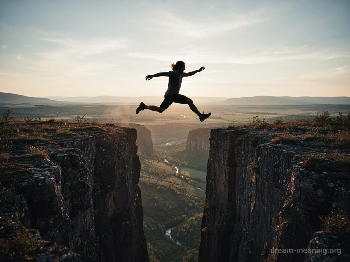 A person leaping over a deep gap.