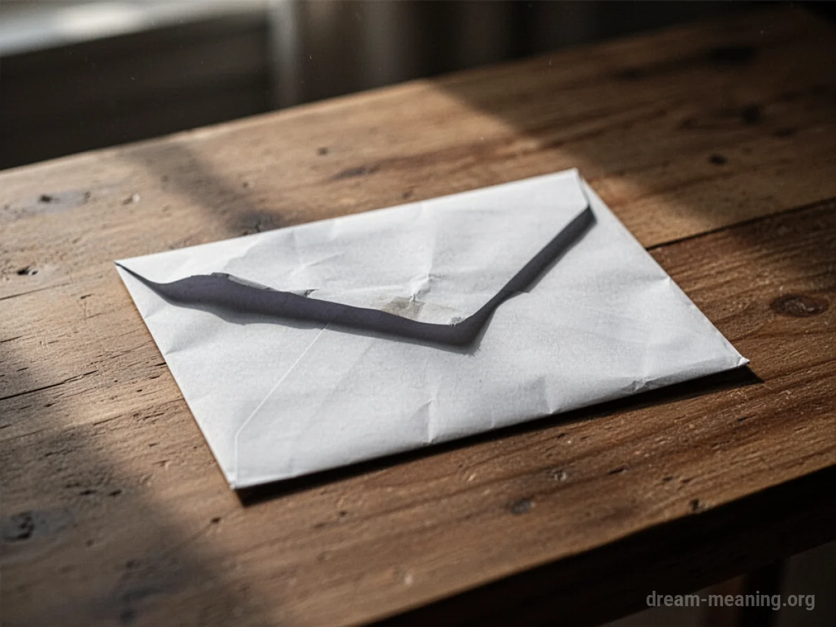 A letter on a table.