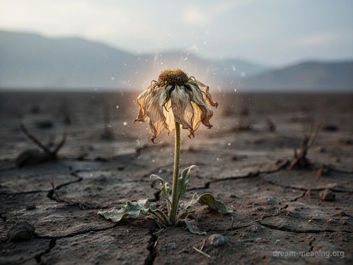 A wilting flower in a dry environment.
