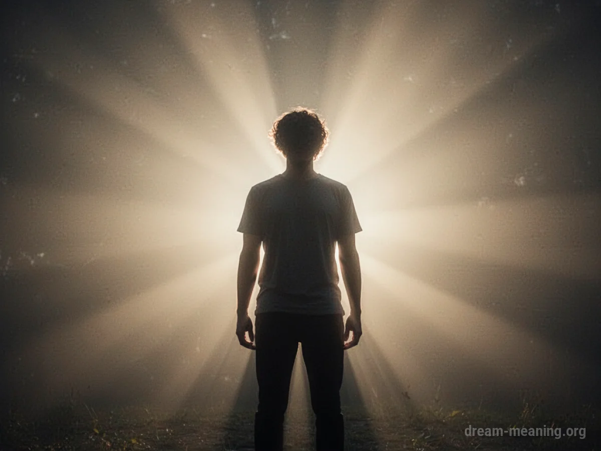 Silhouette of a person with bright light radiating from their chest.