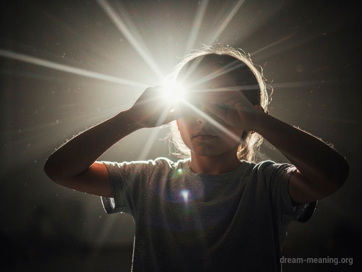 A person's silhouette shielding their eyes from an overwhelmingly bright light.