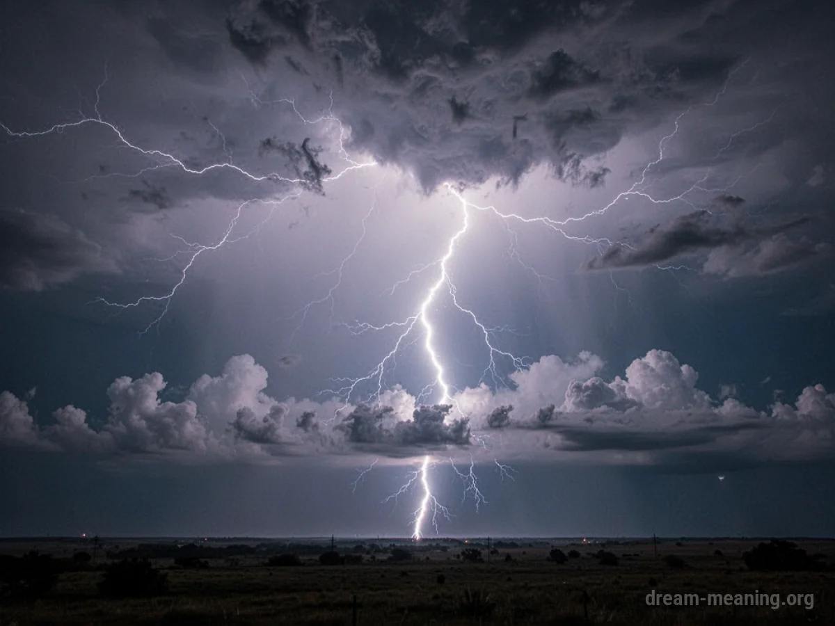 A bright flash of lightning in a dark night sky.