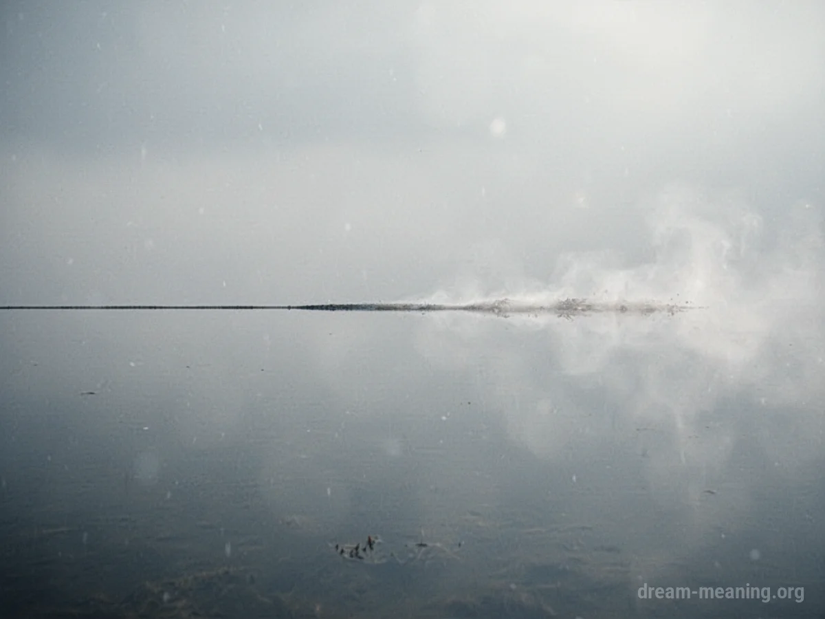 A faint line fading into a misty background.