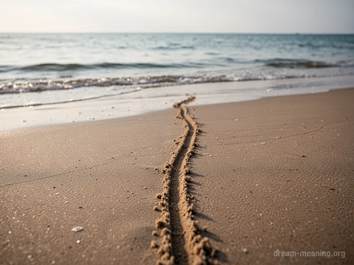 A clear line drawn in the sand on a beach.