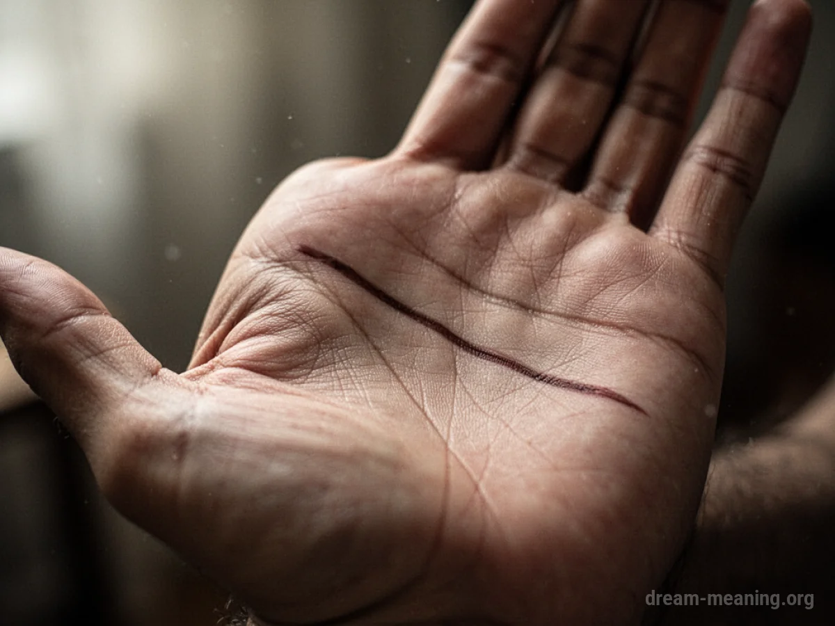 A single line across the palm of a human hand.