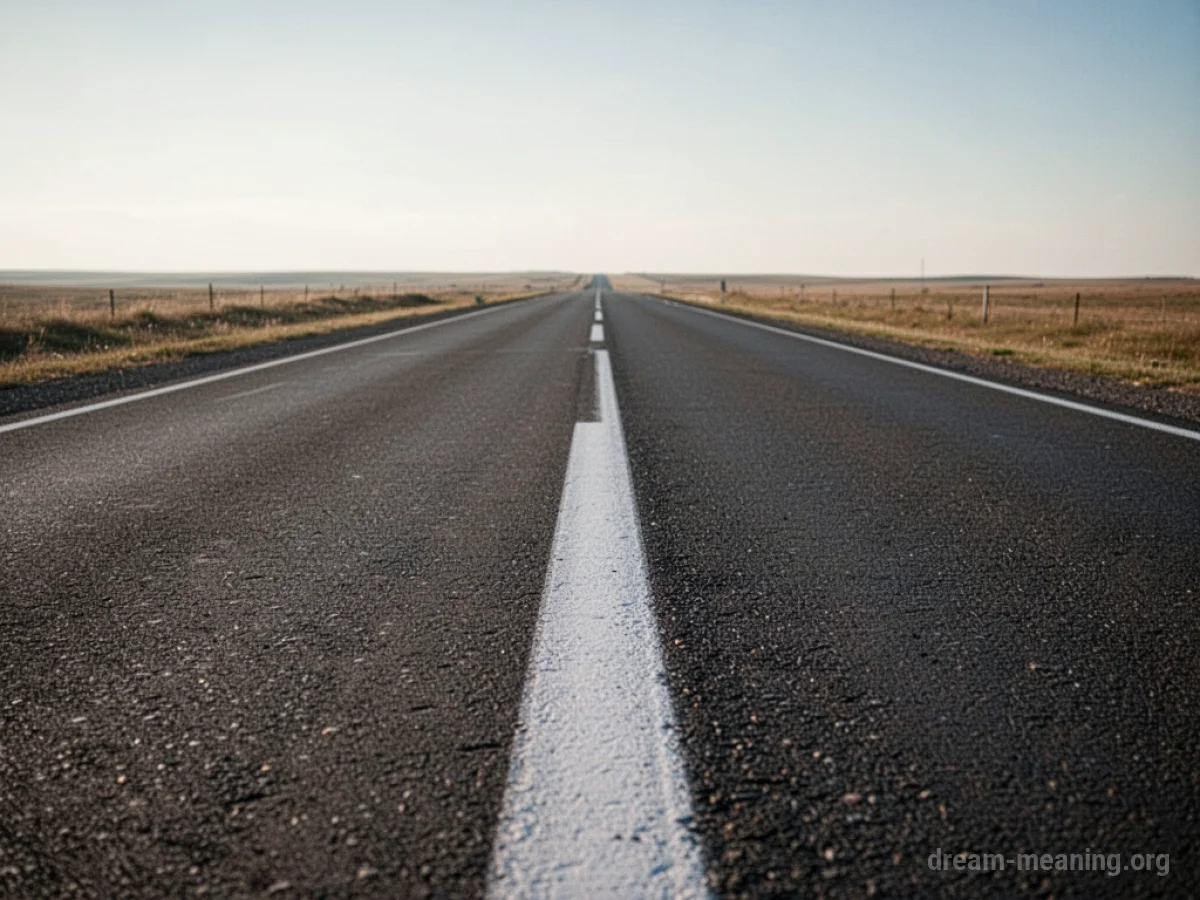 A straight white line dividing an asphalt road.