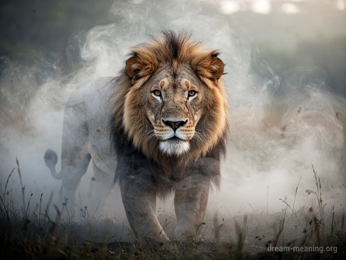 A lion with a misty outline, suggesting a change in its shape.