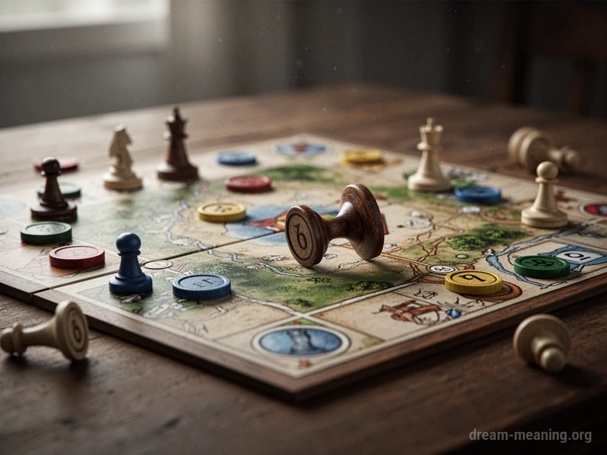 A game board with fallen pieces.