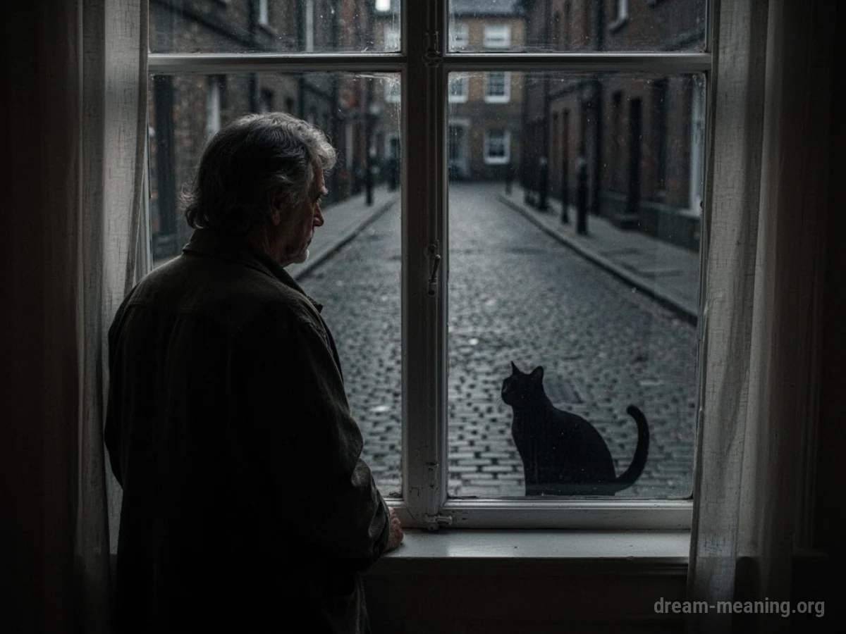 A person looking out a window at an empty street.