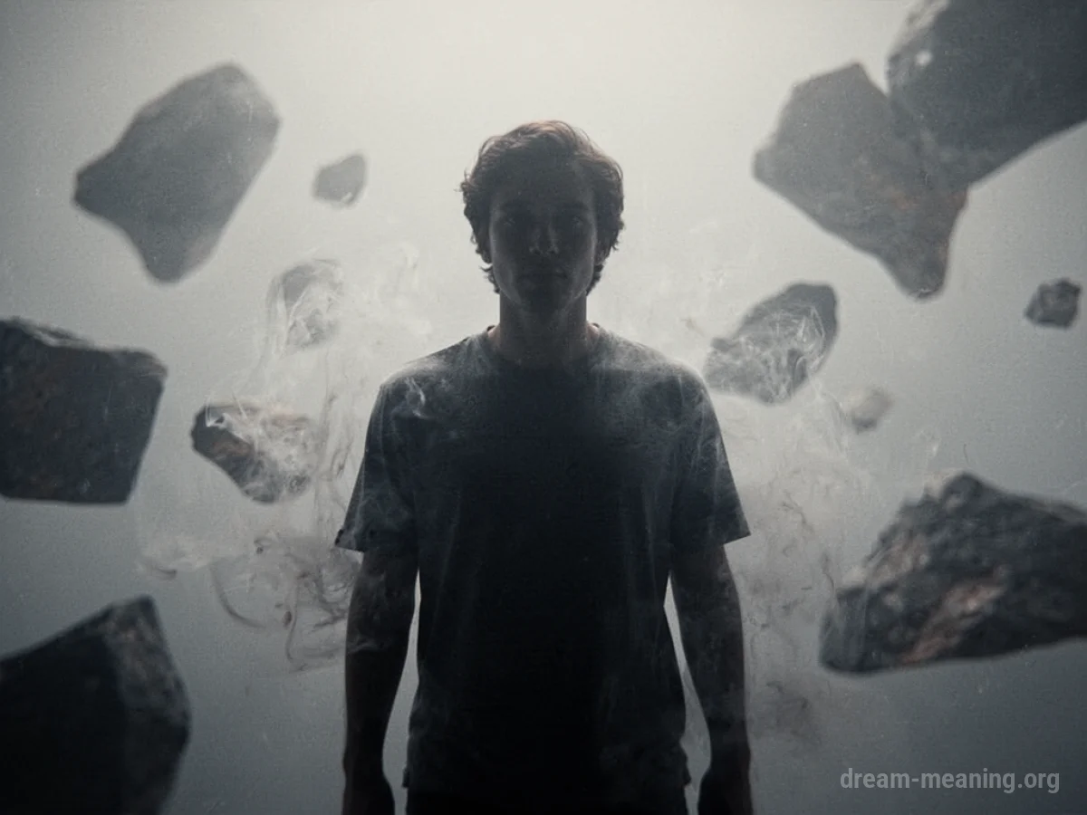 Silhouette of a person fading into abstract blurry shapes.