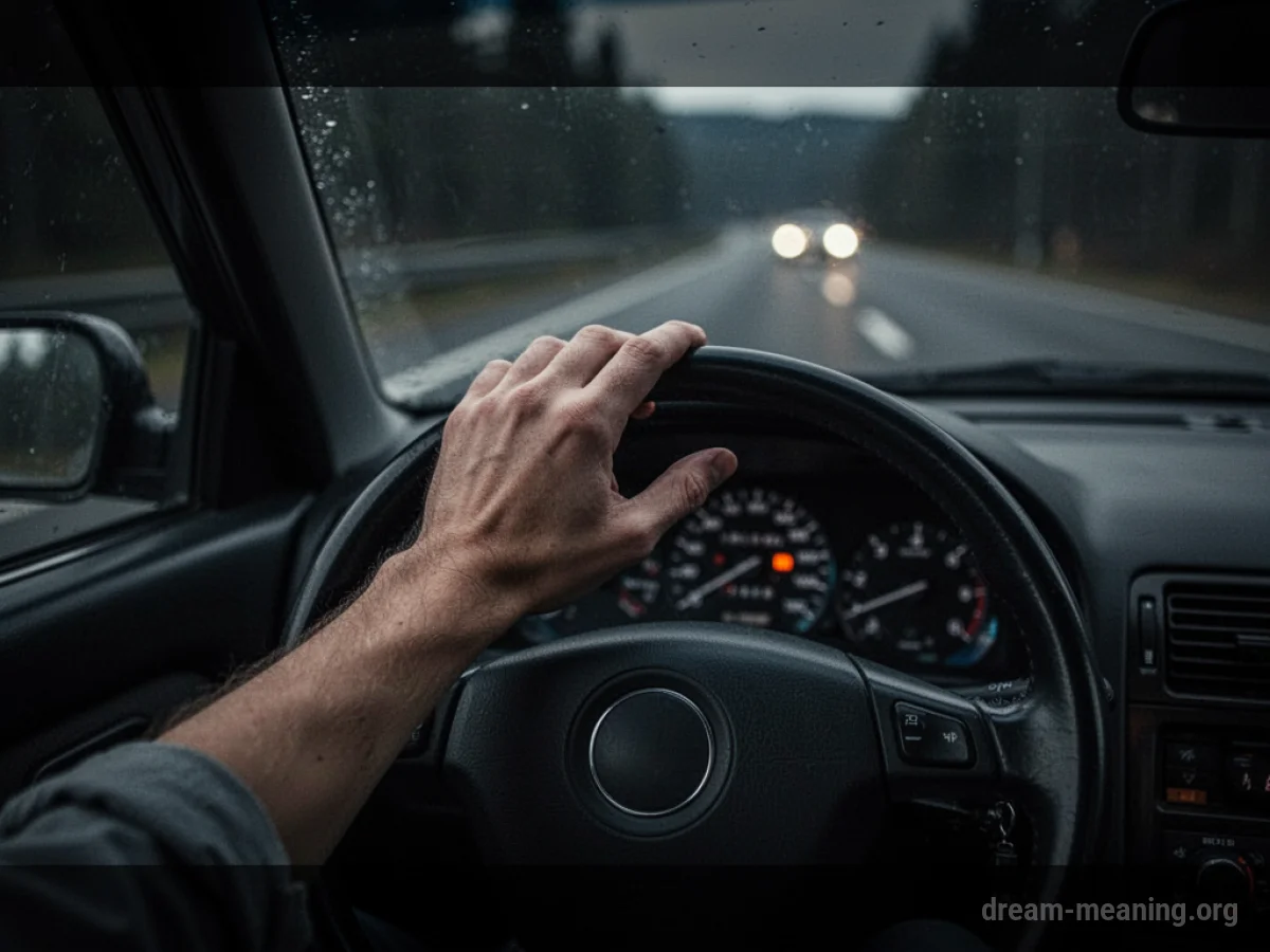 A hand losing its grip on a steering wheel.