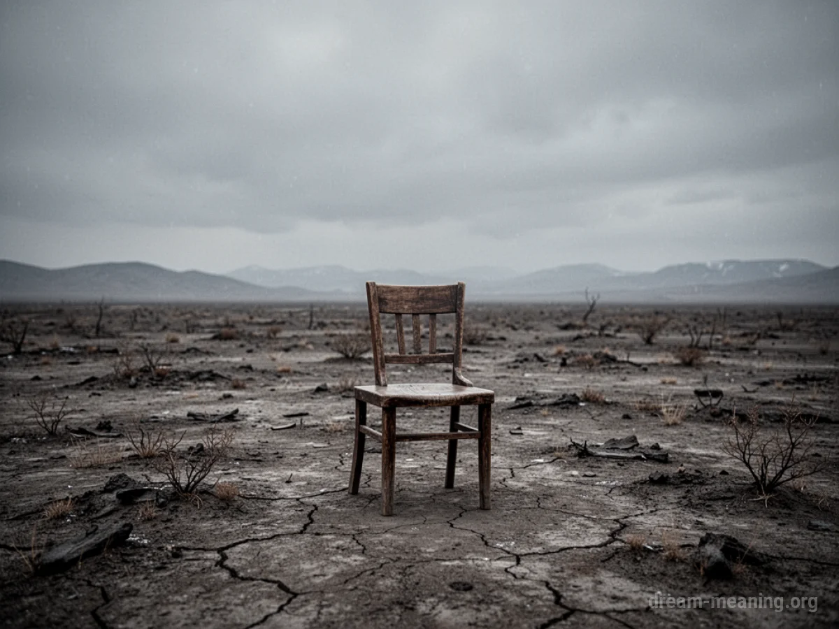 An empty chair standing alone in a barren, wide-open space.