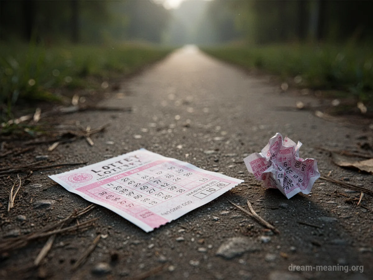 A lottery ticket on the ground near a crumpled ticket.