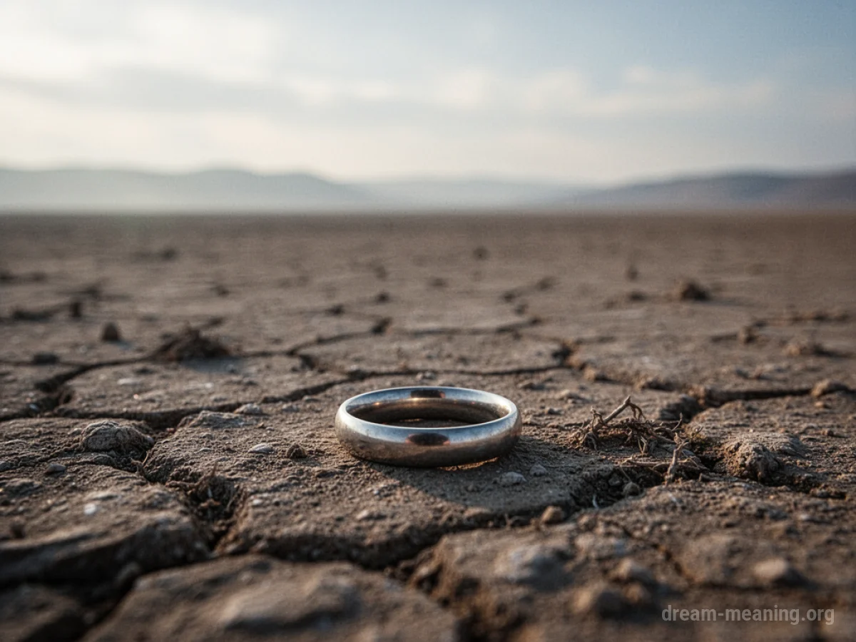 A gold ring lying alone on dusty ground.