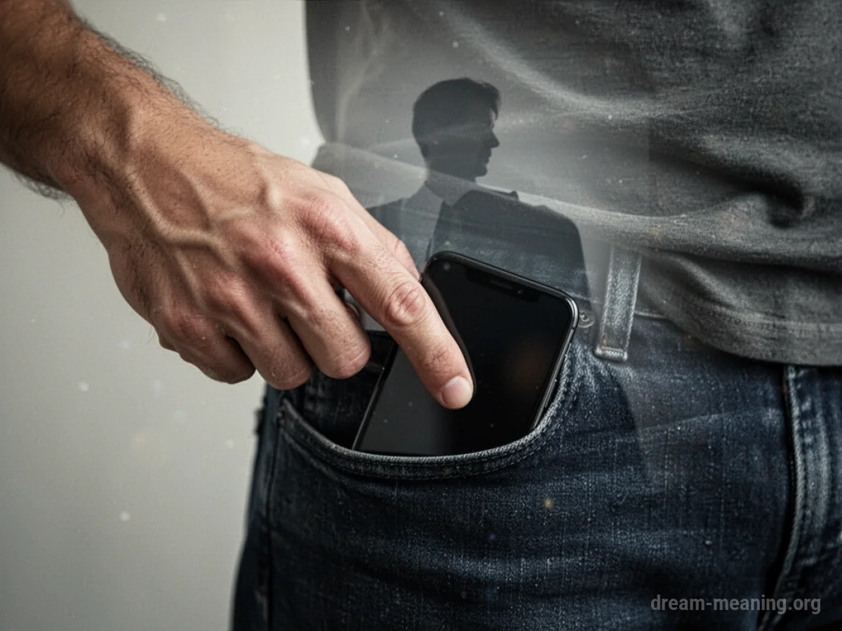 A hand searching an empty pocket.