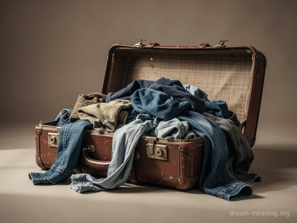 A suitcase with items falling out.