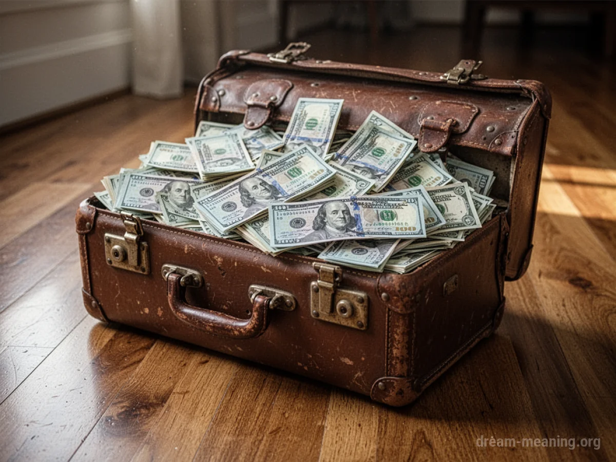A suitcase packed with currency.