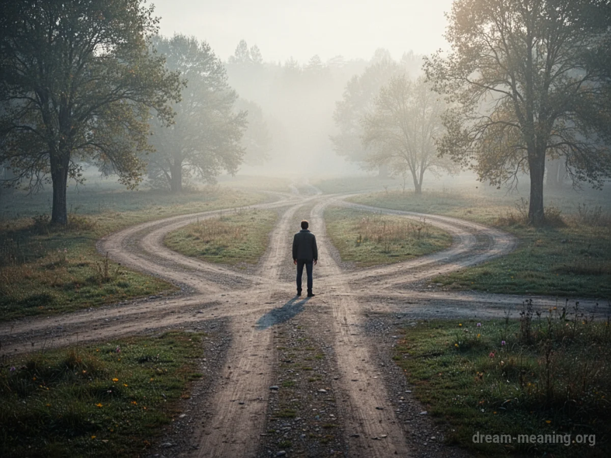 A person standing at a crossroads with multiple paths.