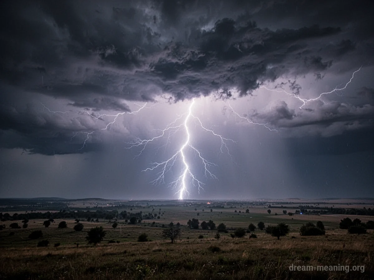 A brilliant lightning strike illuminating a dark night sky.