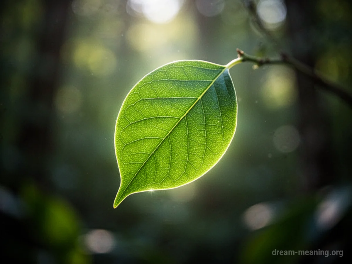 A single leaf glowing with soft light.