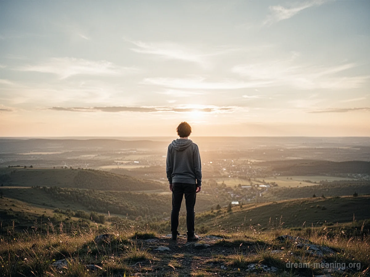A solitary figure stands at the precipice of a bright, open vista.