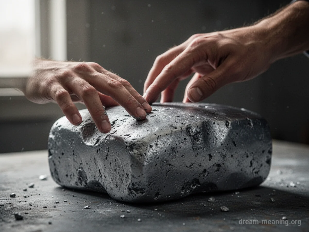 A hand reaching towards a metallic object.