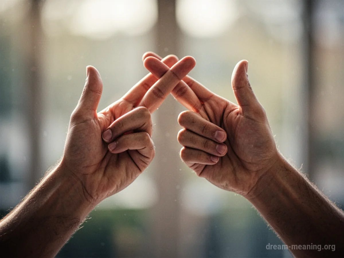 Two hands making a gesture in sign language.