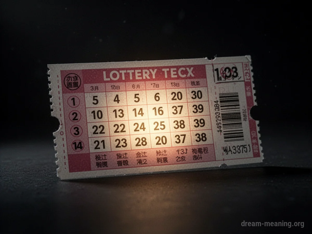 A lottery ticket with glowing winning numbers.