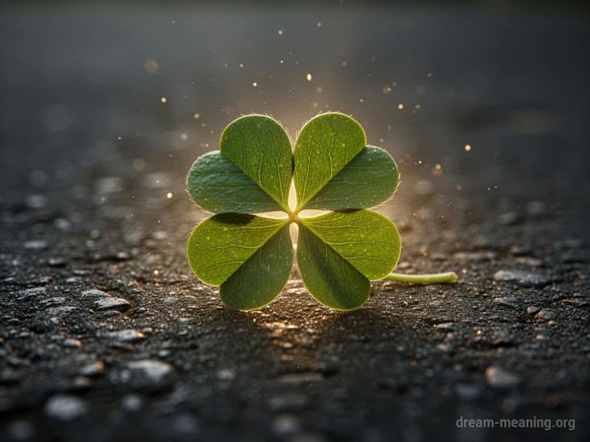 A four-leaf clover with a soft golden light.