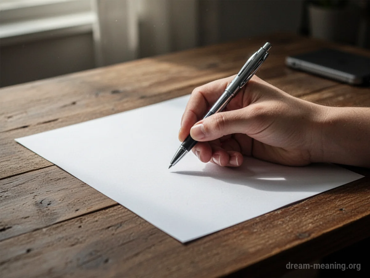 A hand holding a pen ready to write on a piece of paper.