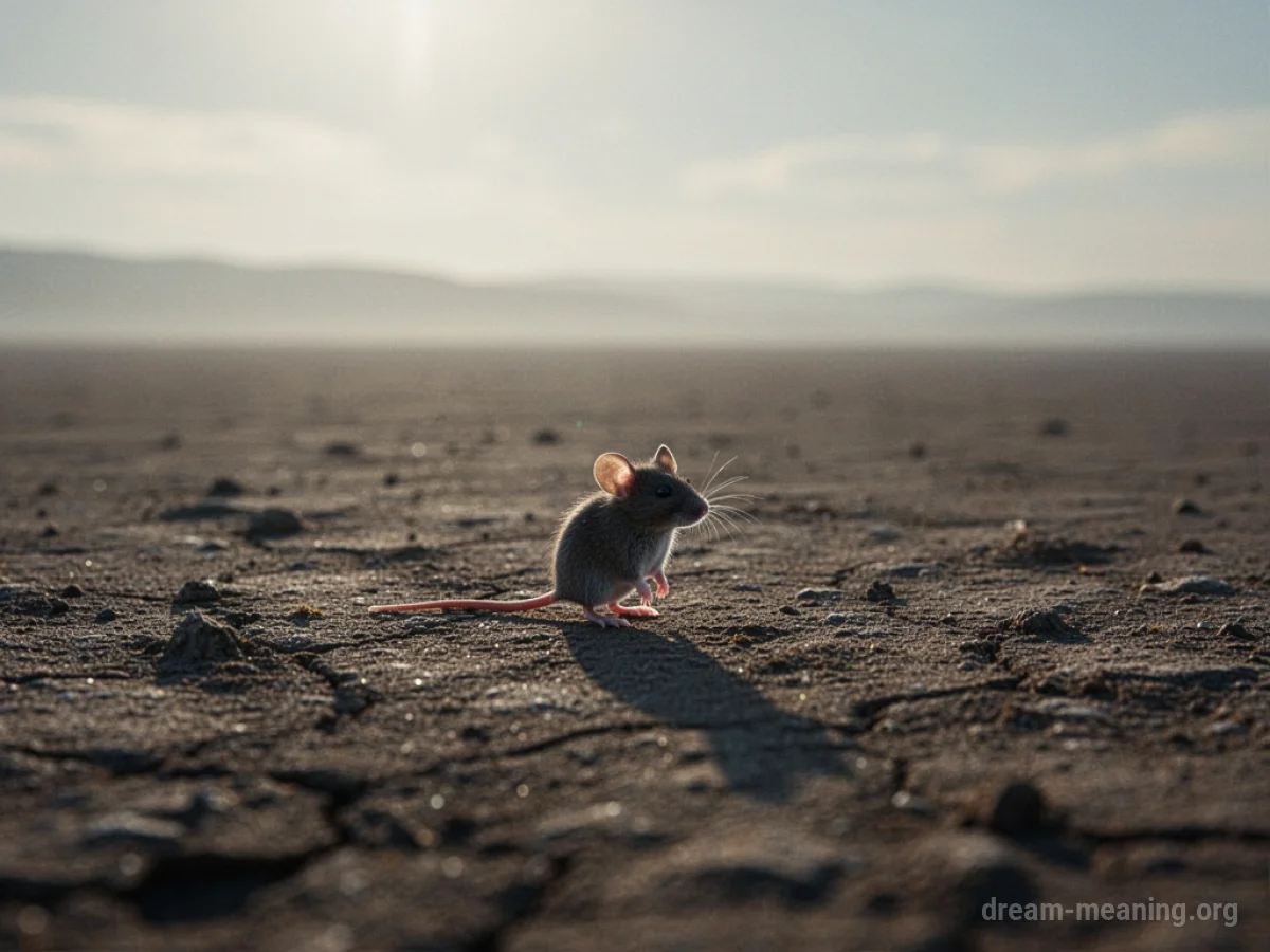 Silhouette of a small mouse on a large, empty plain.