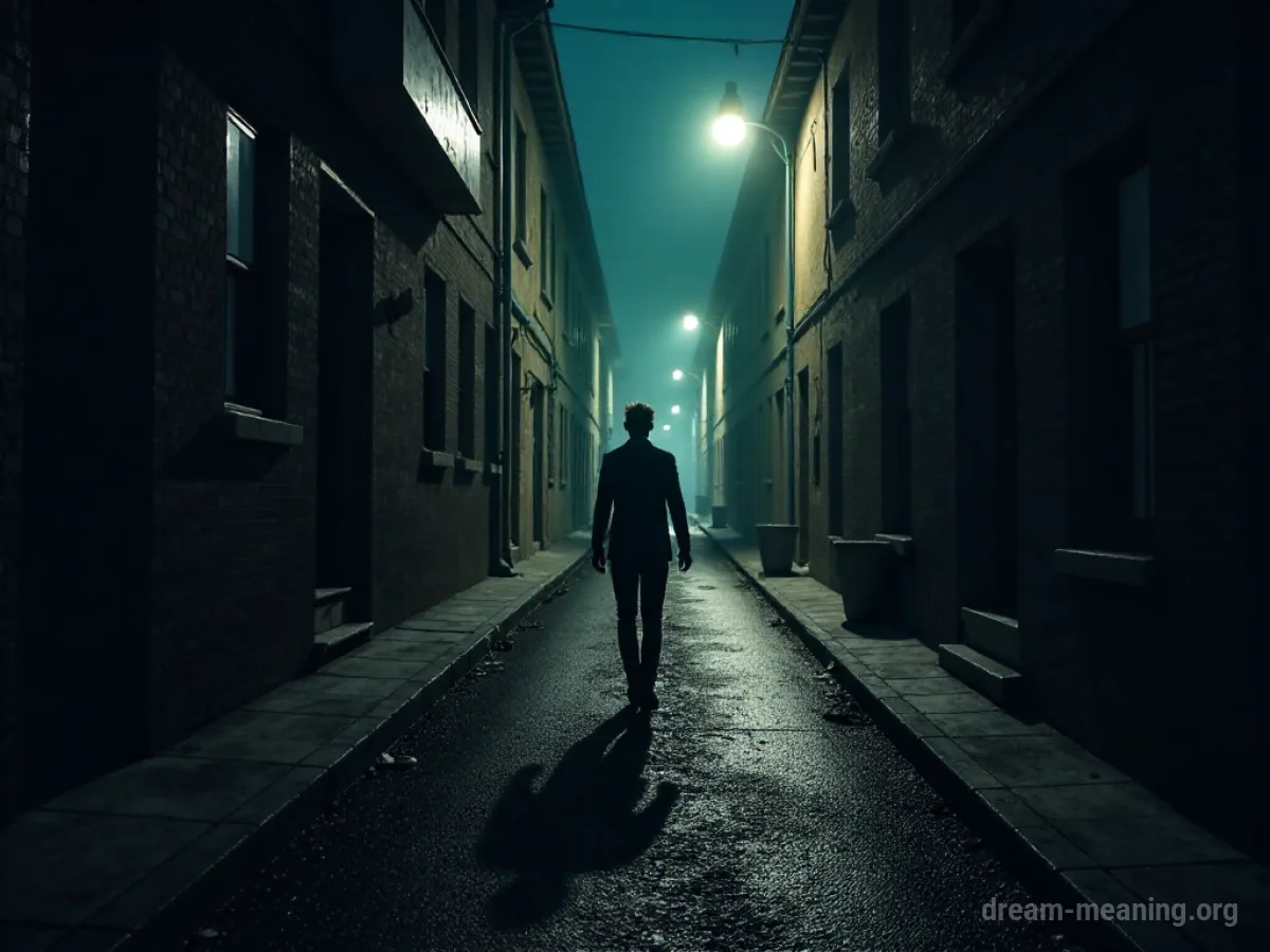 A silhouette of a person running away from shadowy figures in a dark forest.