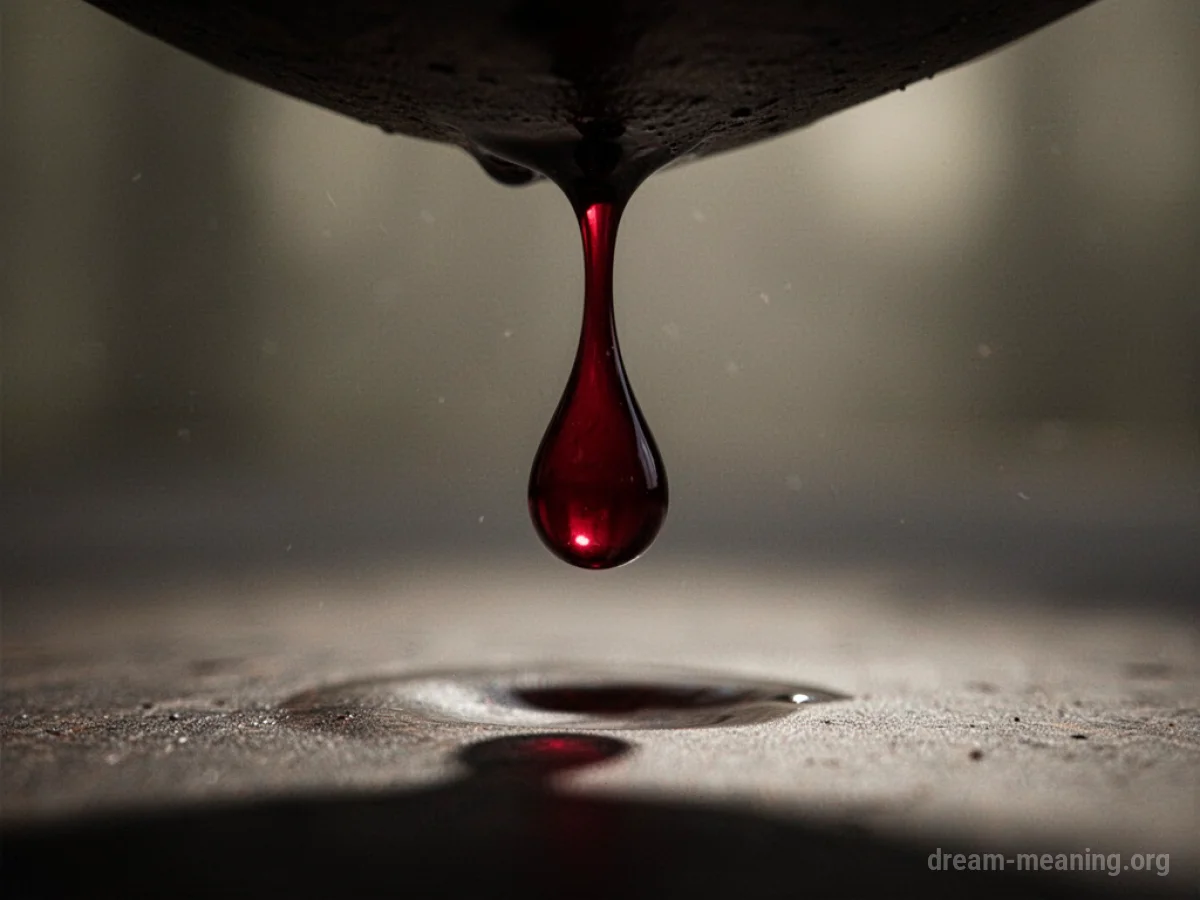 A single dark red drop falling.