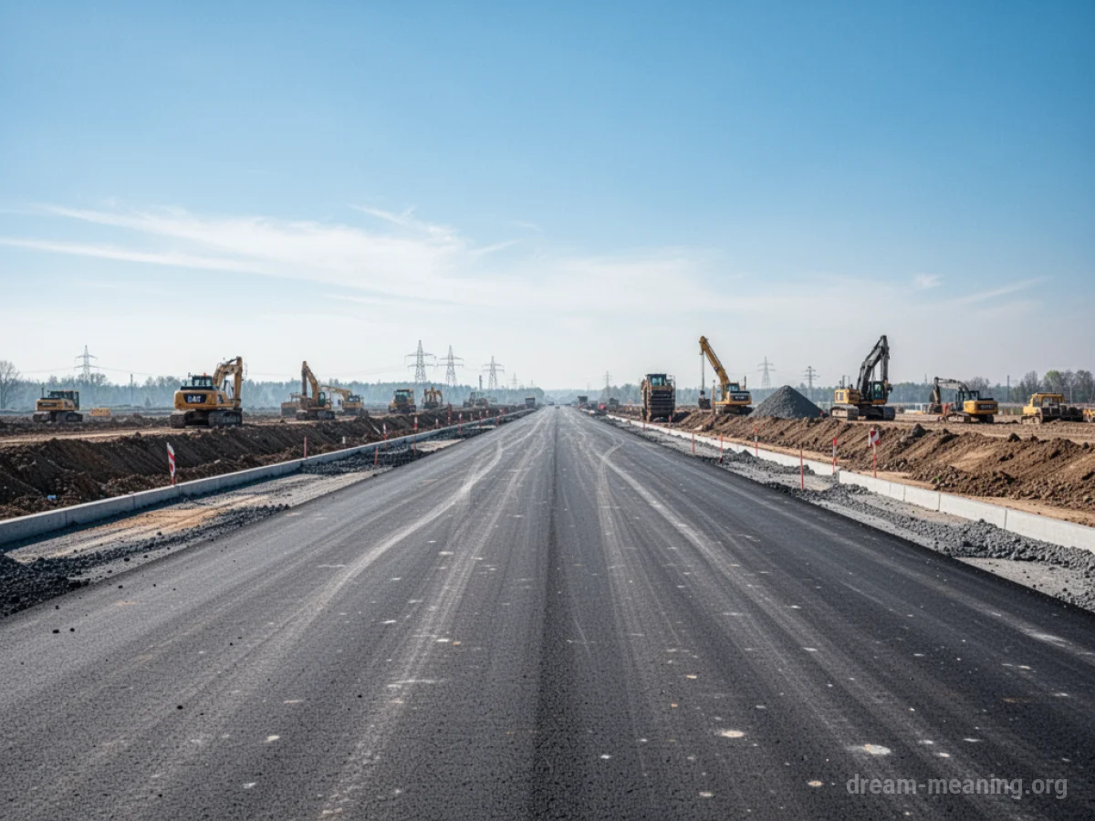 A new road being constructed with heavy machinery.