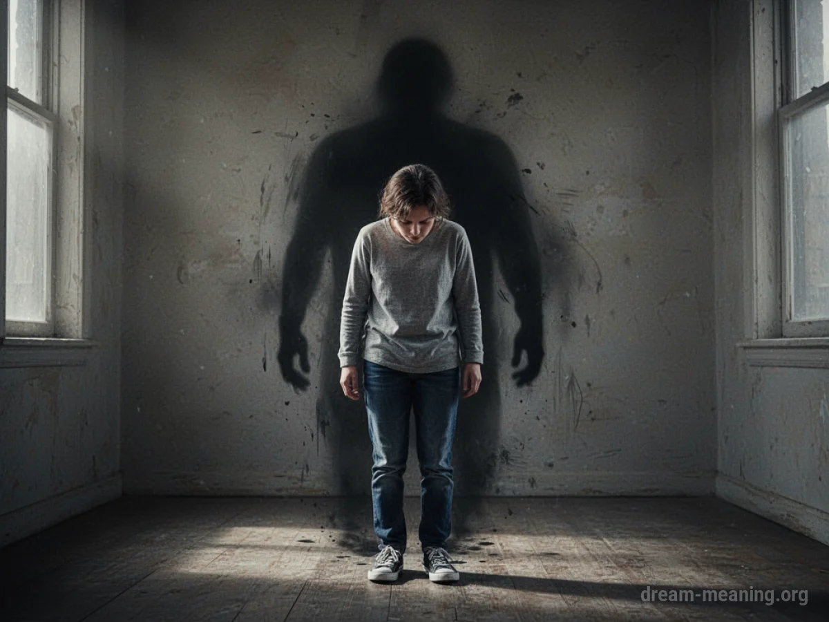Person frozen in place with a shadow behind them.