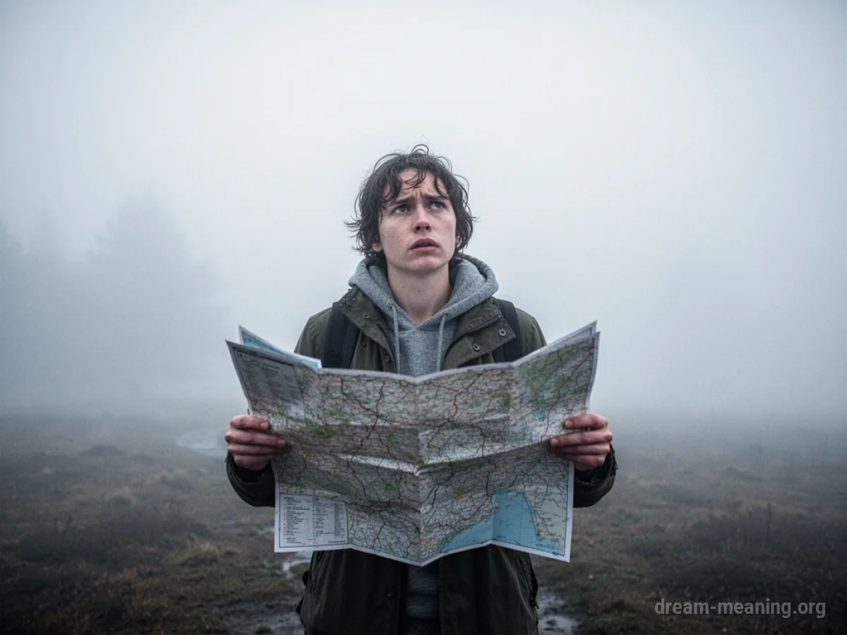 A person holds a crumpled map, appearing lost.