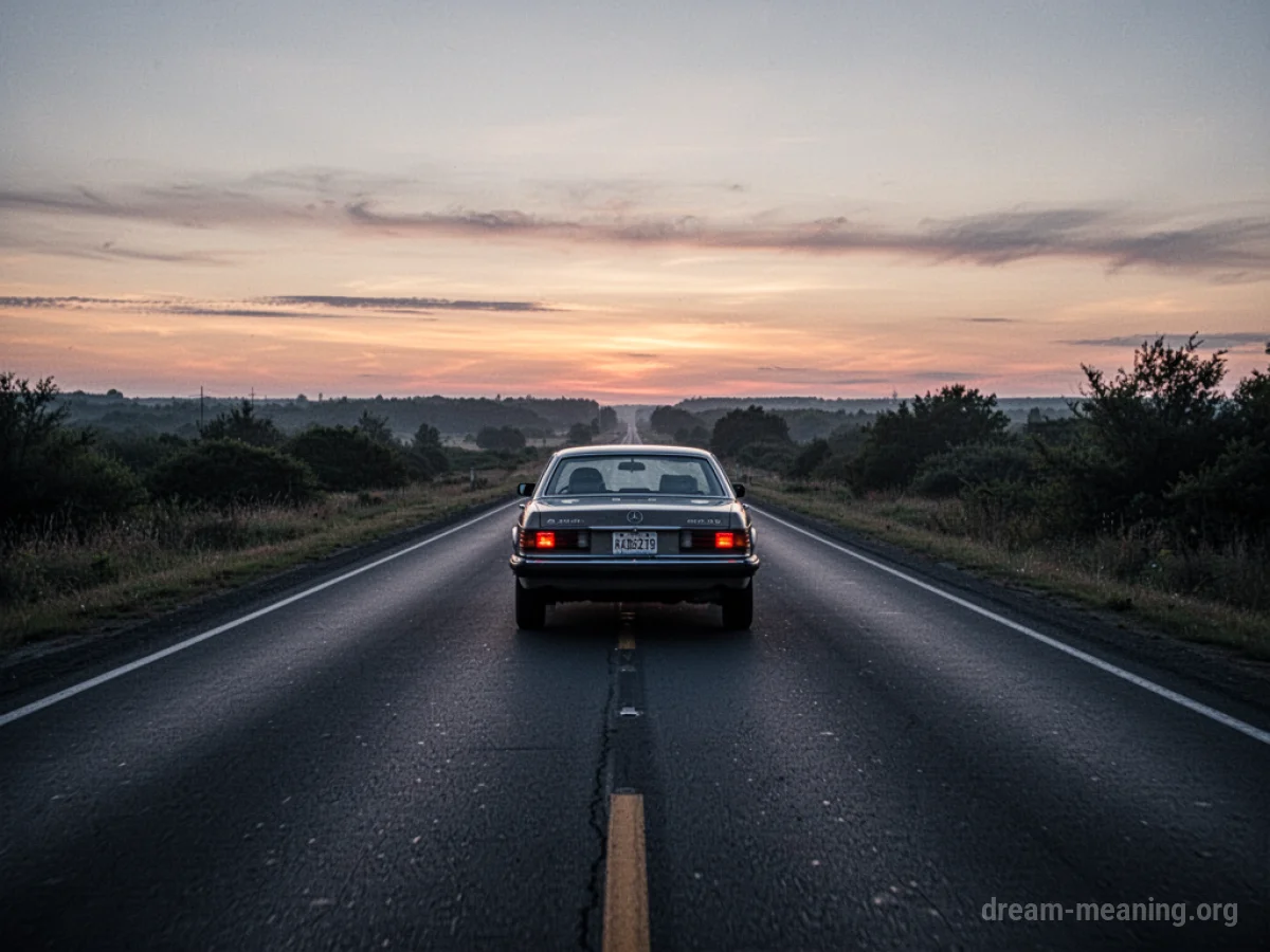 A car driving alone on a road.