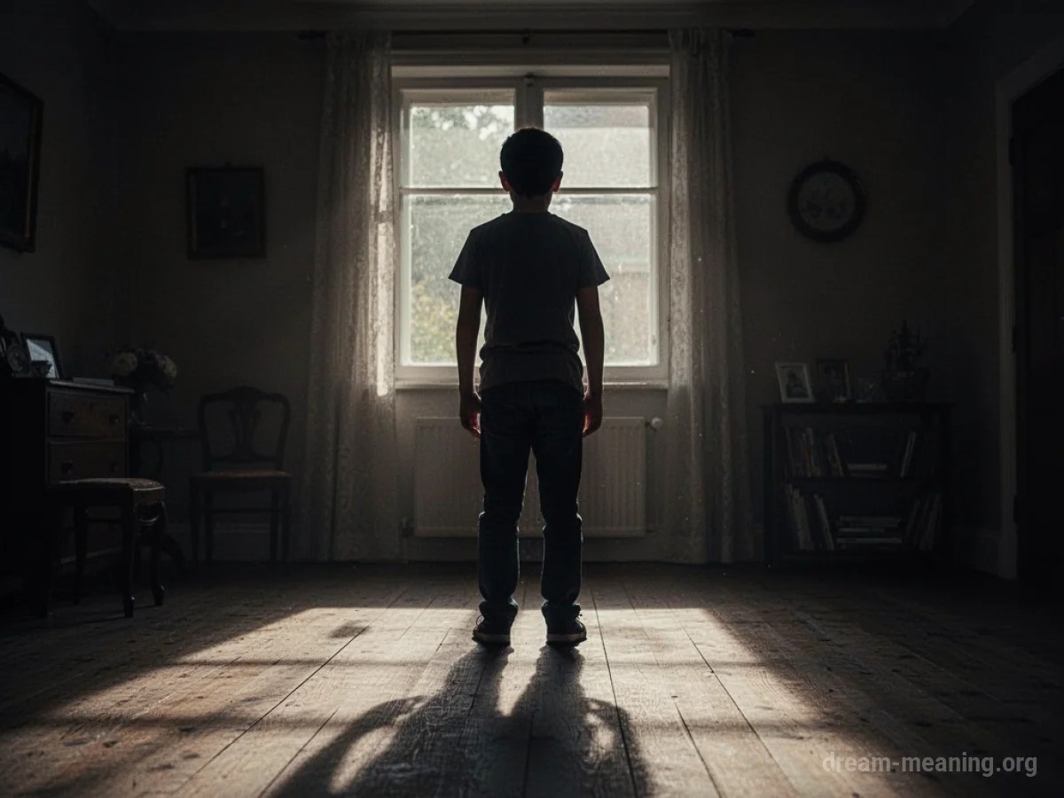 A person's silhouette in a dark room.