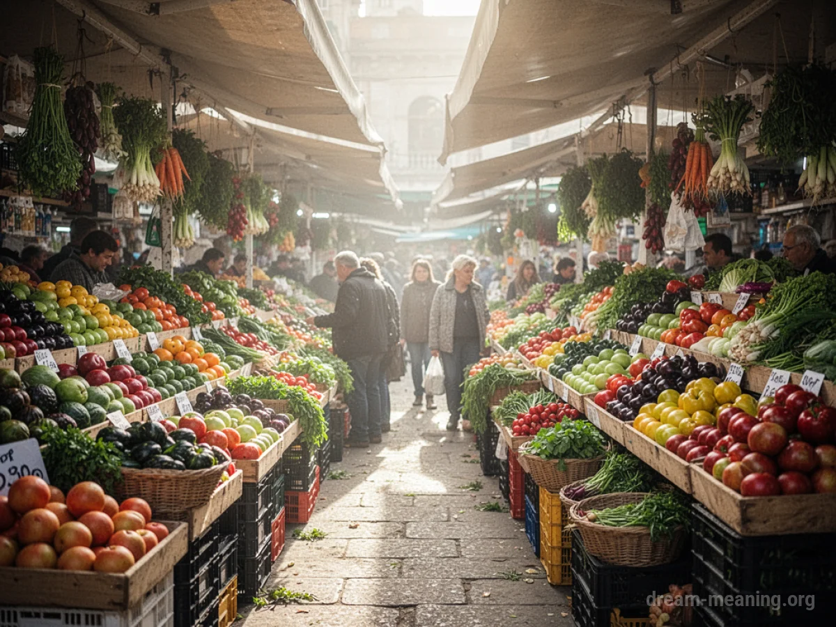 An organized and clean marketplace with neat stalls and fresh goods.