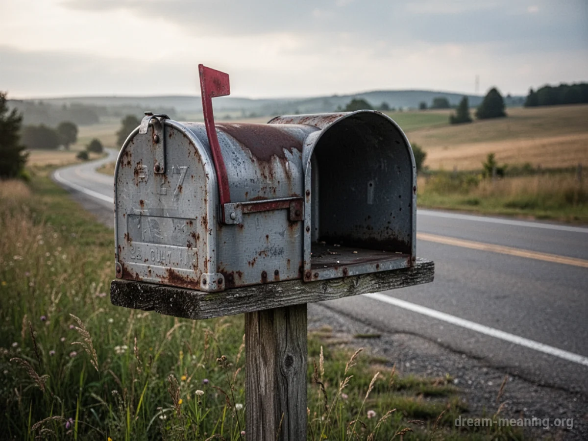 An empty mailbox on a post.