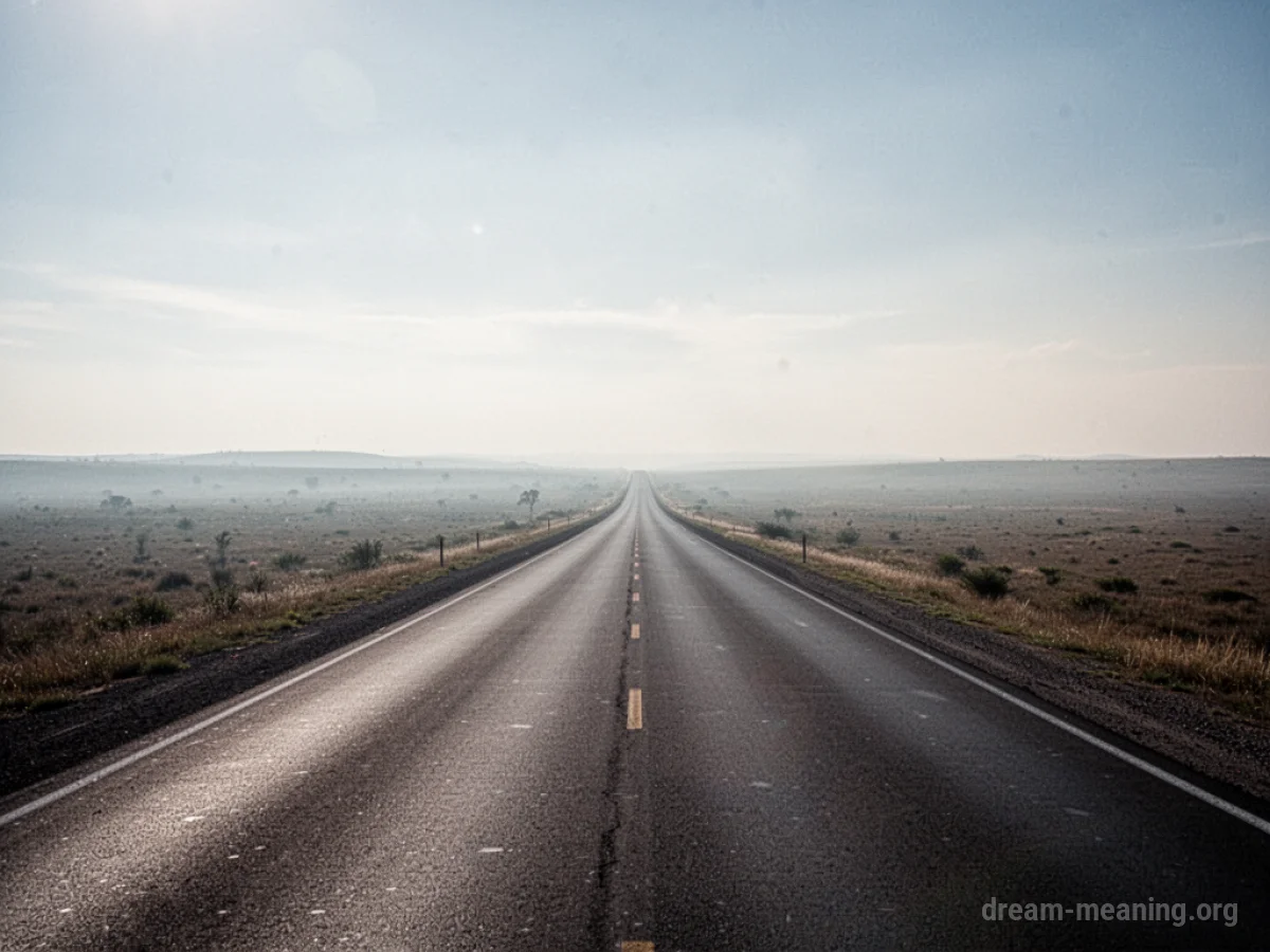 A long, straight asphalt road disappearing into the distance.