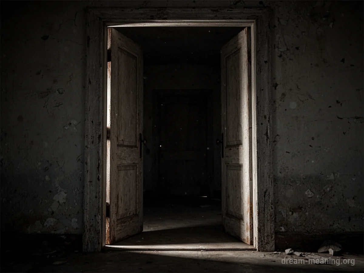 A dark doorway with light peeking from the edges.