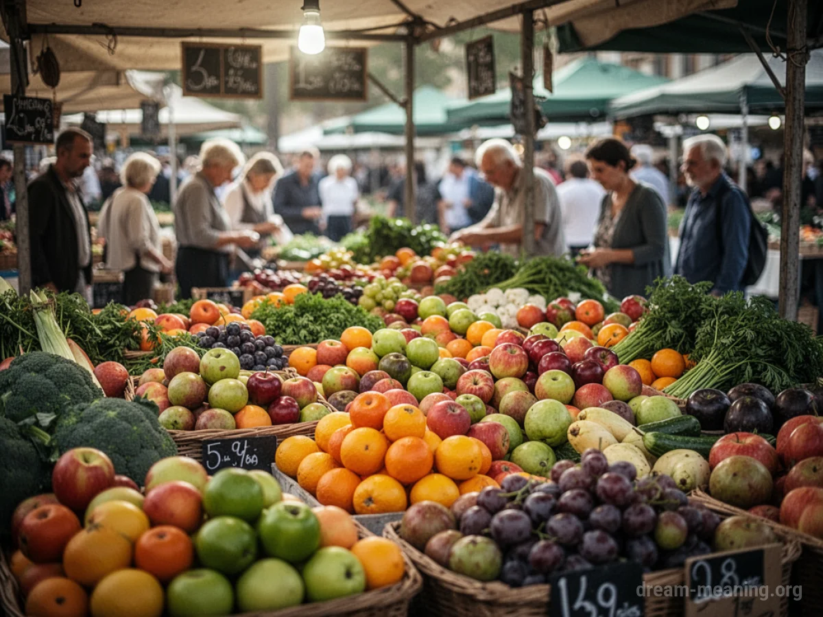 A close-up view of a market stall filled with assorted fresh produce.