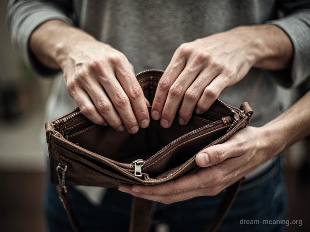 Hands reaching into an empty wallet.