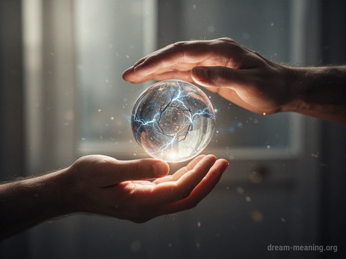 A hand releasing a glowing orb.